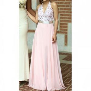 Pink Halter Top Prom Dress